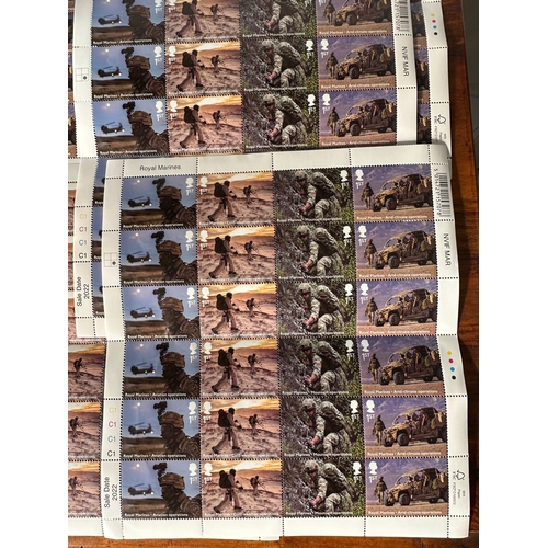 637 - GB Royal Marines Royal Mail stamps (240) First Class stamps on 10 stamp sheets, mint never mounted. ... 