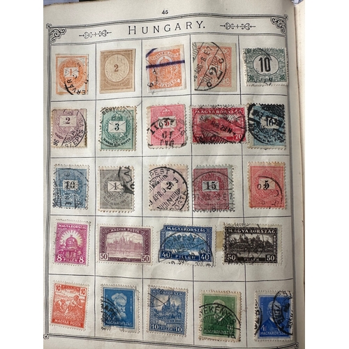 646 - LINCOLN stamp album (1916 handwritten inside)   inc GB QV penny reds and 2d blue, commonwealth inc Q... 