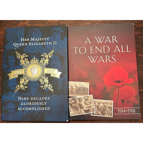 721 - 5 commemorative coins QEII and War to End all wars