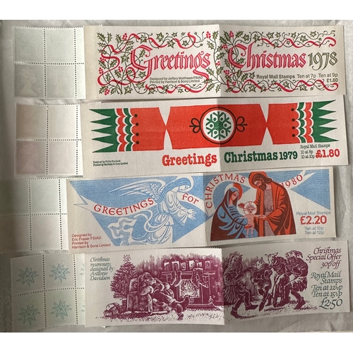 736 - 4 Harrison printed Machin Christmas stamp booklets inc. 1978, 1979, 1980 and 1982 complete with mint... 