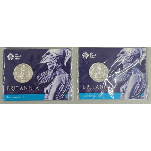 723 - 2 x 2015 QE2 Silver Britannia £50 coins by the Royal Mint