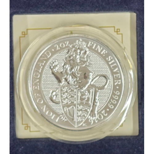 729 - 0.999 fineness silver coin, 2016 Silver Queens Beasts series - Lion of England £5