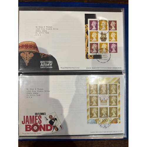 343 - Album containing over 50 GB prestige stamp booklet panes on FDC's ( to 2010 ) all sent to US typed a... 