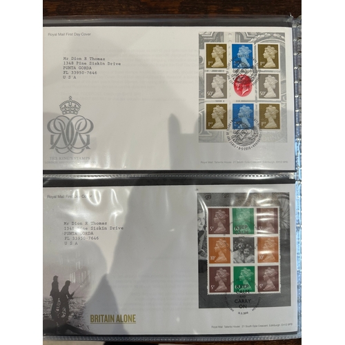 343 - Album containing over 50 GB prestige stamp booklet panes on FDC's ( to 2010 ) all sent to US typed a... 