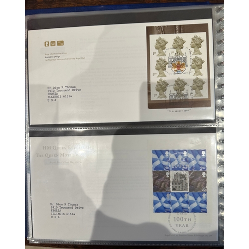 343 - Album containing over 50 GB prestige stamp booklet panes on FDC's ( to 2010 ) all sent to US typed a... 