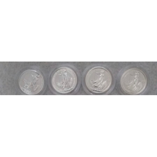 363 - 4 x QE2 2023 Royal Mint Silver Britannia coins, 0.999 fineness