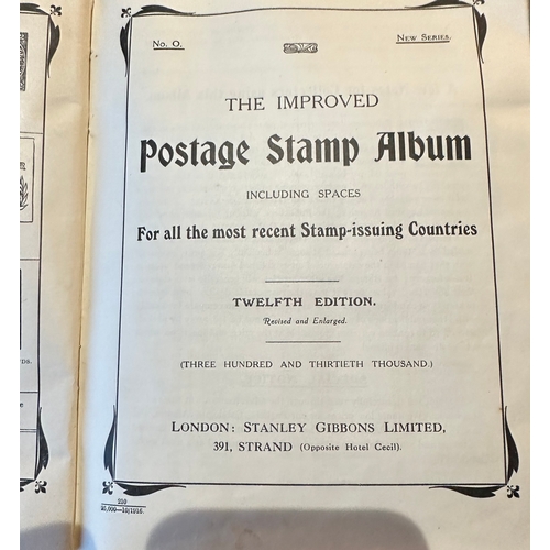 151 - Antique Stanley Gibbons Improved stamp Album from 1916 including QV, KE, KG GB and Commonwealth stam... 