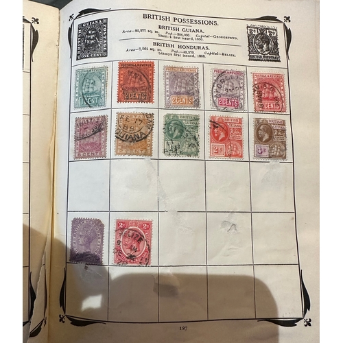 151 - Antique Stanley Gibbons Improved stamp Album from 1916 including QV, KE, KG GB and Commonwealth stam... 