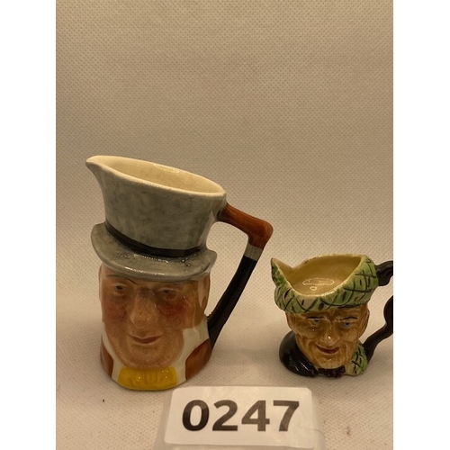 248 - 'Old Mac' miniature hand painted toby jug 4cm tall with a Mr Micawber hand painted 7.5cm small toby ... 