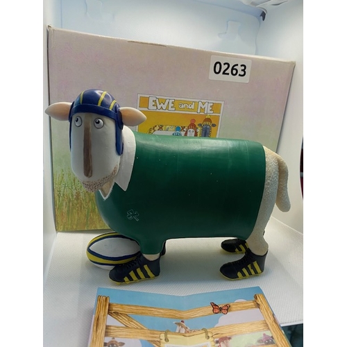 264 - Willie the Irish Rugby football sheep  14cm tall, 19cm length. A7591 Ewe and Me, Sporting Rams by Bo... 