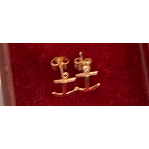 317 - pair 9ct gold earrings in the style of an anchor