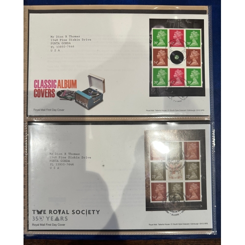 343 - Album containing over 50 GB prestige stamp booklet panes on FDC's ( to 2010 ) all sent to US typed a... 