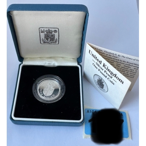 350 - 1988 £1 Silver Coin, Limited Ed 50k, UK GB Coat of Arms