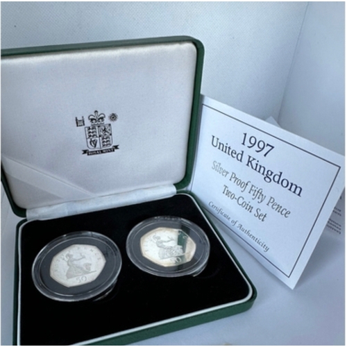 367 - 1997 silver proof fifty pence two-coin set with COA