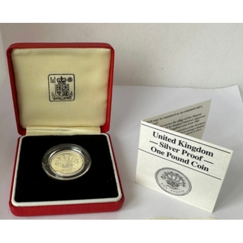 369 - Northern Ireland 1986 Royal Mint Silver Proof one pound coin with COA