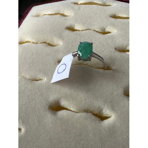 411 - Silver emerald ring, size O, stamped 925, unworn