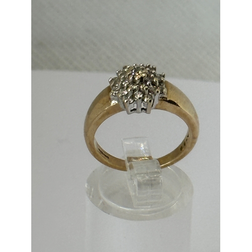 516 - 9ct gold diamonds ring, 4.1g, hallmarked, size O/P