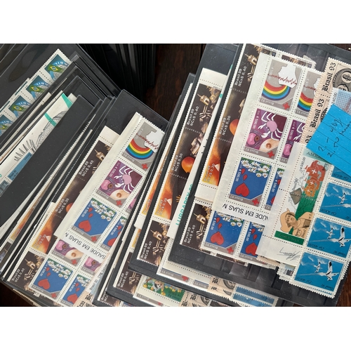 524 - BRAZIL mint stamps approx 1988-1993 with stockcards containing heavily duplicated quantities of doze... 