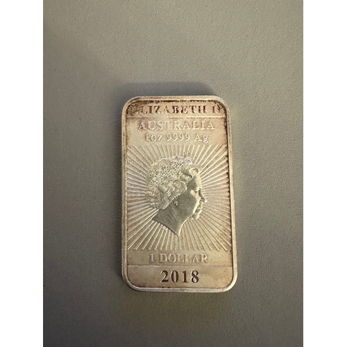 75 - Silver Bullion bar QEII Australia 2018 Dollar 9999 AG