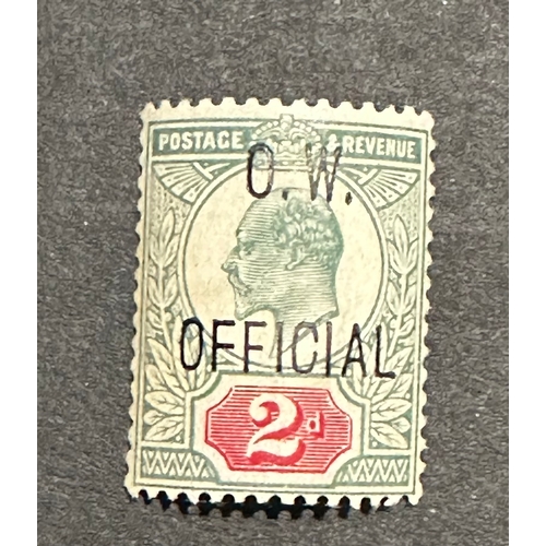 93 - GB 1902-1903 KEVII 2d green and carmine SG O38 O.W. Official Overprint FORGERY of rare stamp, mint, ... 