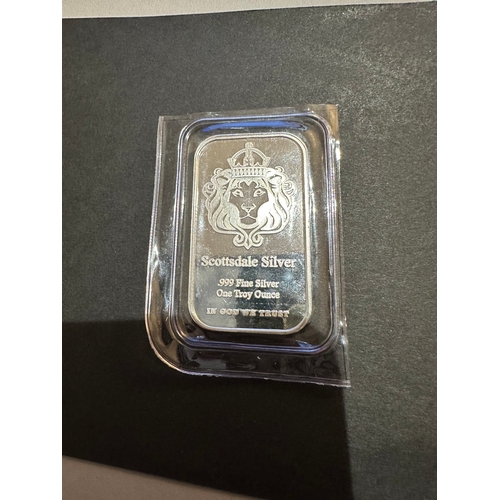 400 - Silver bullion bar, 0.999 fineness, Scottsdale.