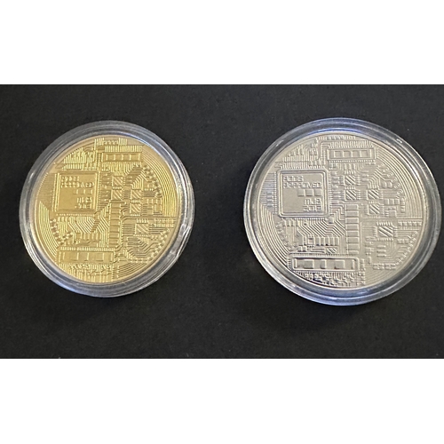 226 - Bitcoin gold and silver tone coins / tokens