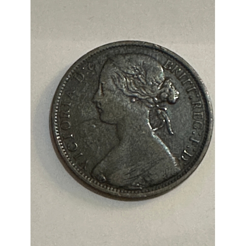 265 - 1867 GB QV One penny bun head coin, GF/F+