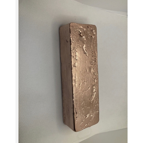 269 - 2kg hand cast, sanded and stamped copper ingot bar