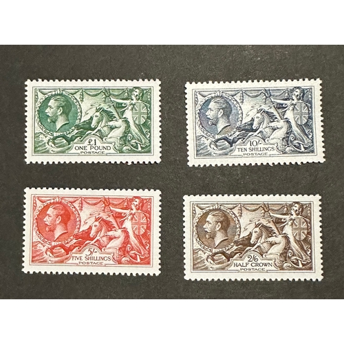 311 - Mint set of 4 seahorses stamps, £1, 10 shillings, 5 shillings and 2/6 half crown,  GB KG Facsimiles ... 