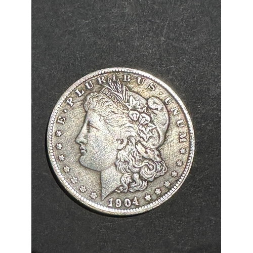 387 - USA silver dollar 1904 replica coin (decent weight)