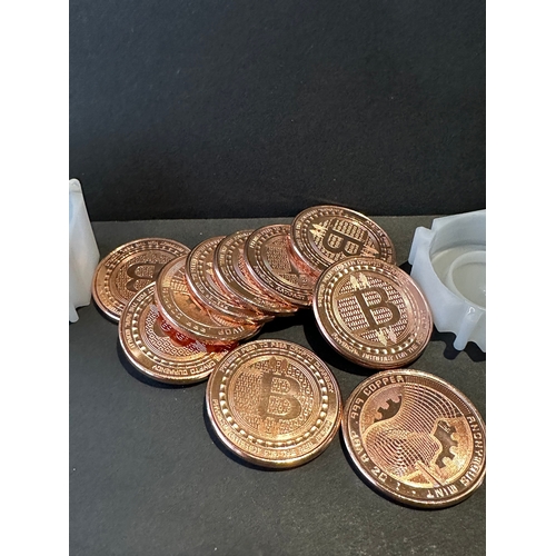 396 - Tube of 10 Bitcoin copper bullion tokens ('coins') like new