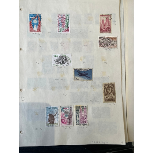 432 - France / Republique Francaise stamps - early to mid century on old stamp album pages