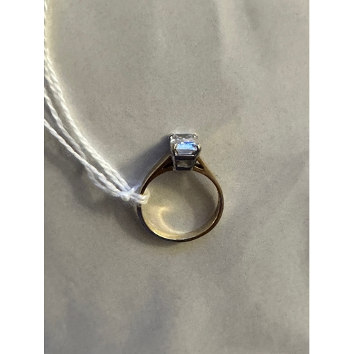 299 - 9k gold hallmarked baguette cz solitaire 8mm x 6mm, size N to N 1/2