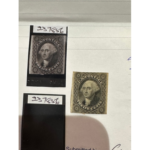 756 - Rare high cat value £5,057 expertised COA 1851-57 US imperforate mint stamp, SG19a , Scott 17,  Amer... 