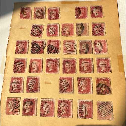 39 - UK GB Penny red stars stamps selection of 94 used examples, probably an original batch,  interesting... 