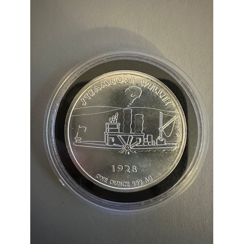 60 - Mickey Mouse Steamboat Willie 999 Fine Silver AG coin in capsule