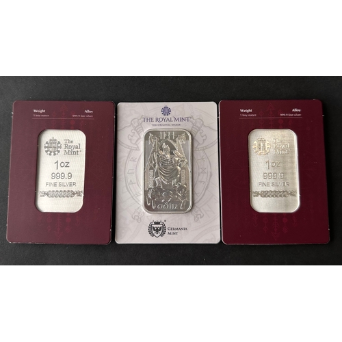 244 - 3 x Odin silver bars / bullion by The Royal Mint, fine 999.9 silver in original sealed pack