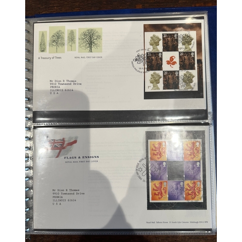 343 - Album containing over 50 GB prestige stamp booklet panes on FDC's ( to 2010 ) all sent to US typed a... 