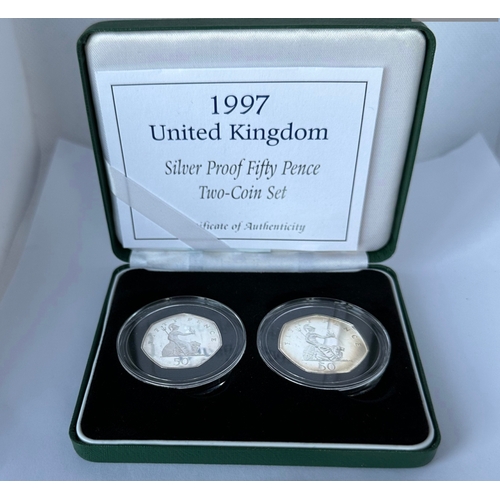 367 - 1997 silver proof fifty pence two-coin set with COA