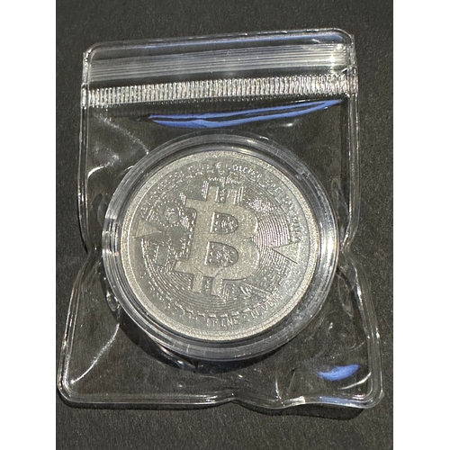 384 - Silver Bitcoin crypto token in capsule, 999.9 fine silver, 2017 limited edition, a/f