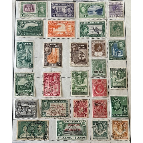 413 - KG Commonwealth mint and used stamps inc WAR TAX stamp on album page