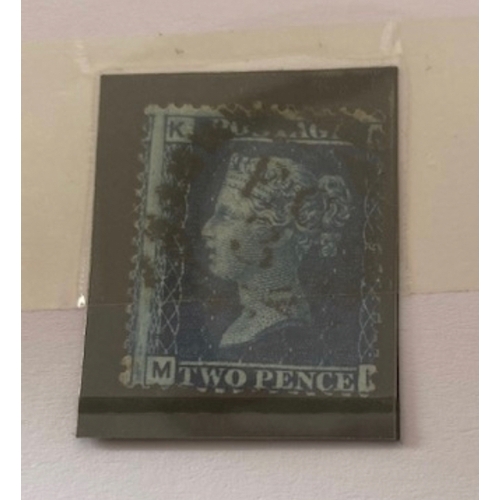 438 - GB QV 2d blue stamp significantly mis-perforated, plate 9