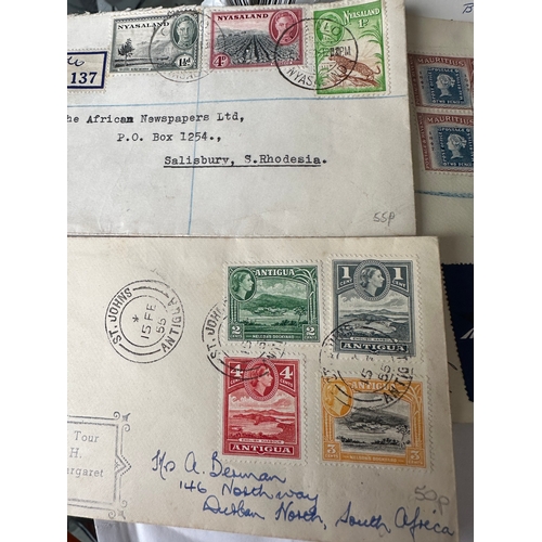 464 - Stamps on commonwealth, Argentina and Zanzibar (postcard) registered and Airmail covers inc Mauritiu... 