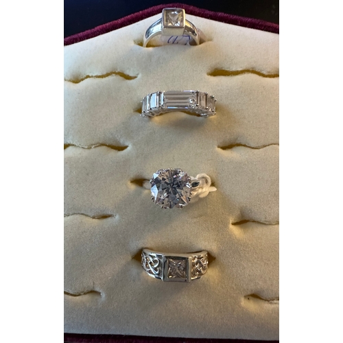 481 - selection of 925 stamped sterling silver rings inc. approximately 5 carat cz solitaire engagement ri... 