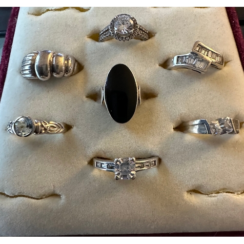 482 - selection of 925 silver rings, including inexpensive cz engagement rings, sizes K to U ( bottom ), n... 