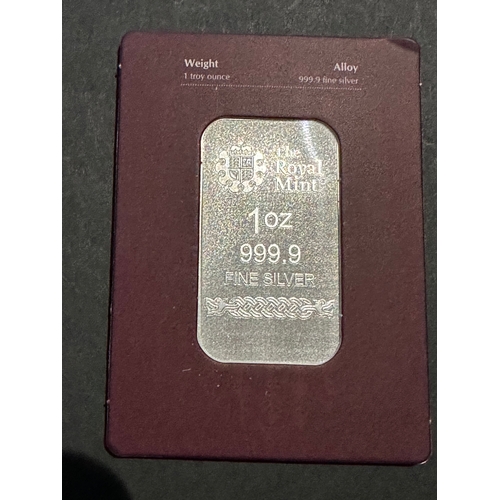 486 - Fine silver bullion bar by The Royal Mint, 999.9 fineness, sealed packaging