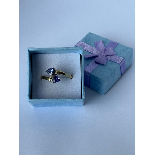 540 - Silver Gilt Tanzanite ring size Q/R in gift box