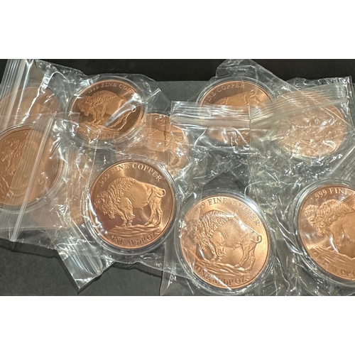 666 - 10 x Fine copper bullion tokens (like coins) in capsules