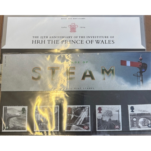 687 - UK GB Royal Mail Presentation Packs of  mint um stamps from 1971-1994, face value of useable stamps ... 