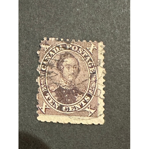 762 - rare Canada 1859 brown 10c stamp, appears to have broken pin perfs